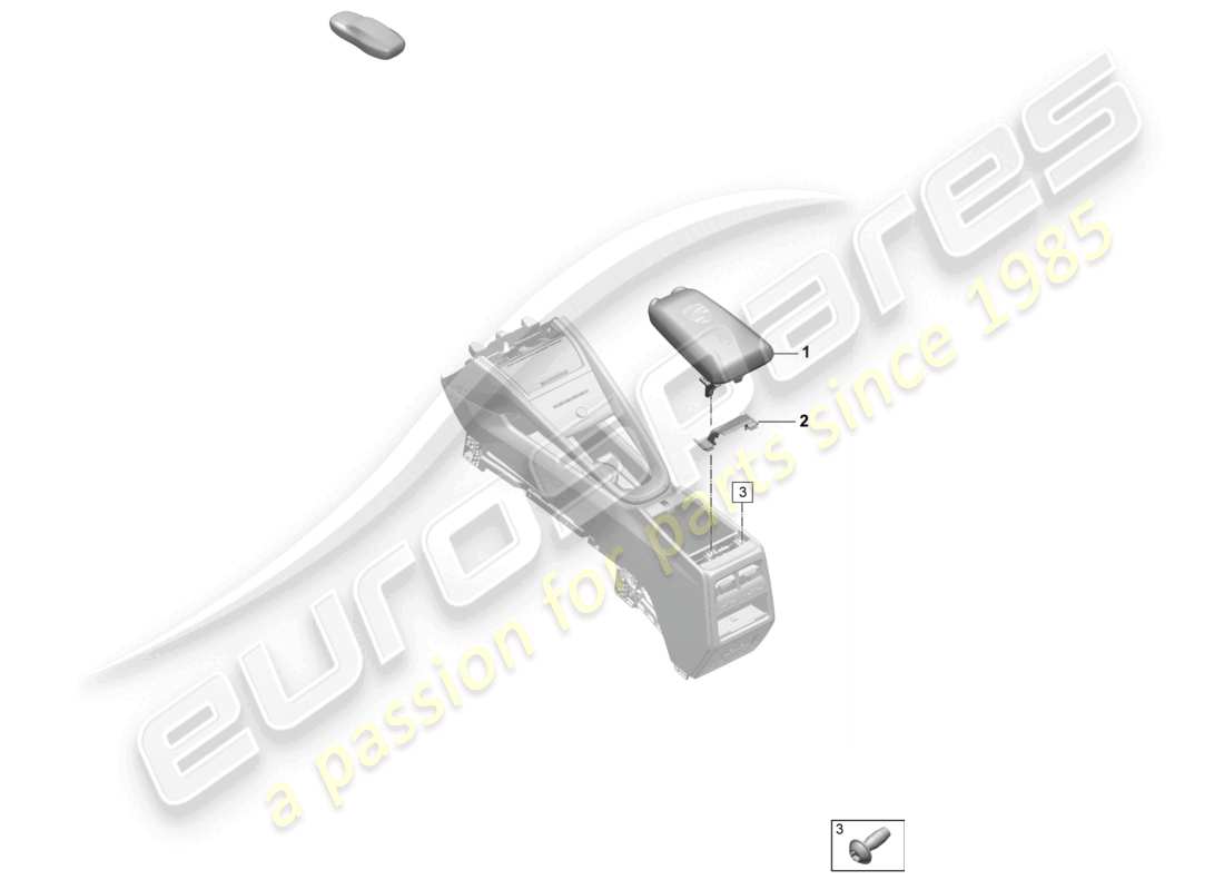 porsche 2025 (macan-e) centre console armrest porsche crest parts diagram