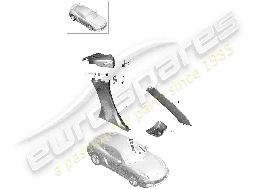 porsche 2016 (981 cayman gt4) trims part diagram