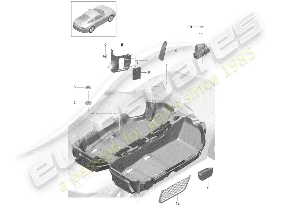 porsche 2016 (991-1) floor cover parts diagram