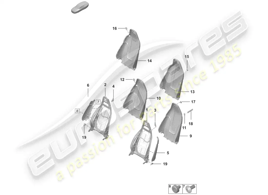 porsche 2020 (992-1) frame - backrest parts diagram