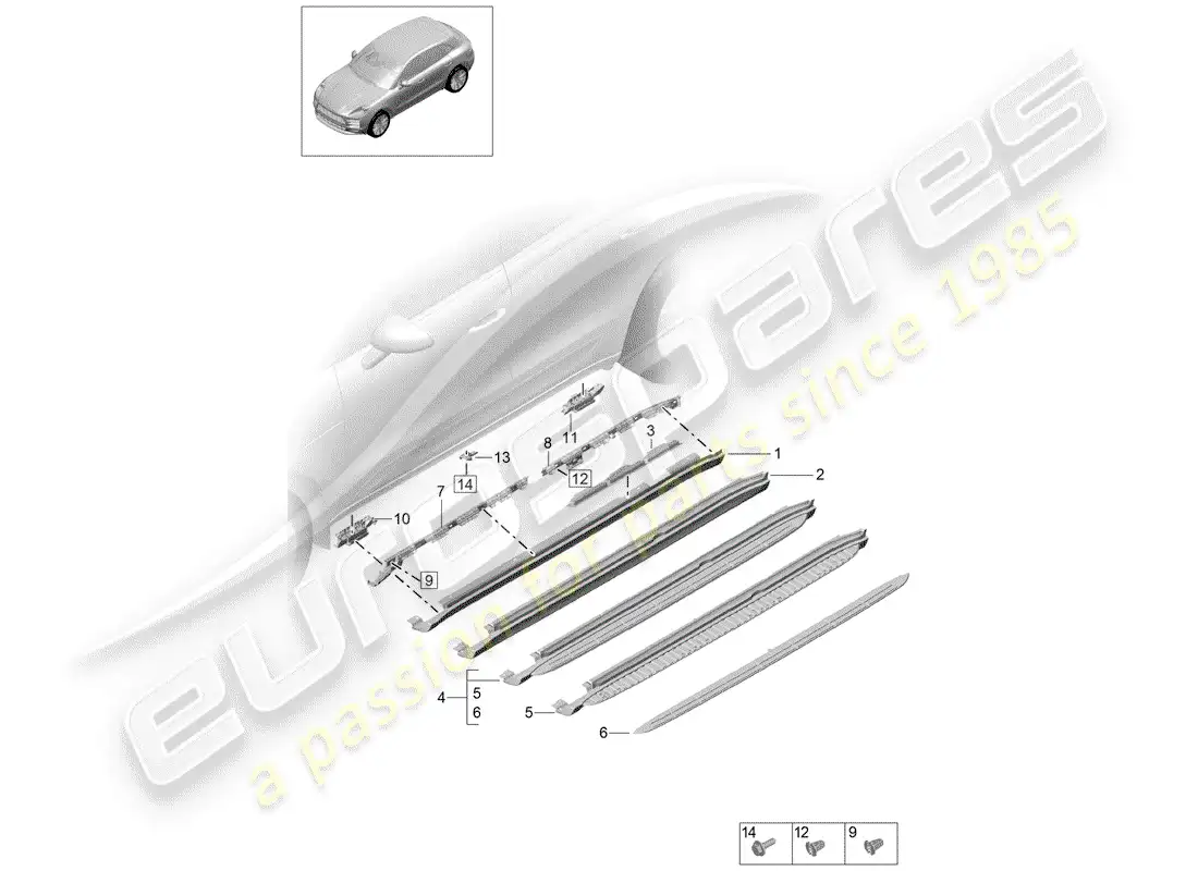 porsche 2019 (macan) side member trim parts diagram