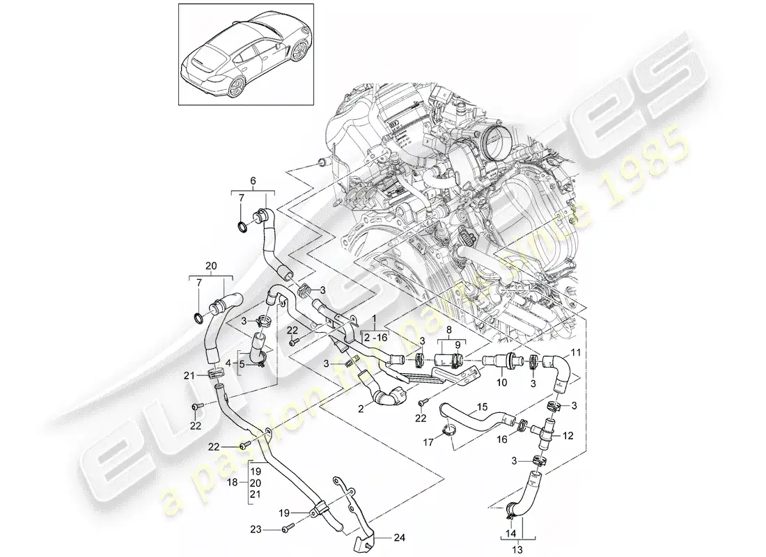 porsche 2015 (panamera 970) water cooling parts diagram
