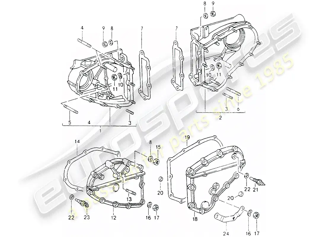 porsche 1994 (964) chain case parts diagram