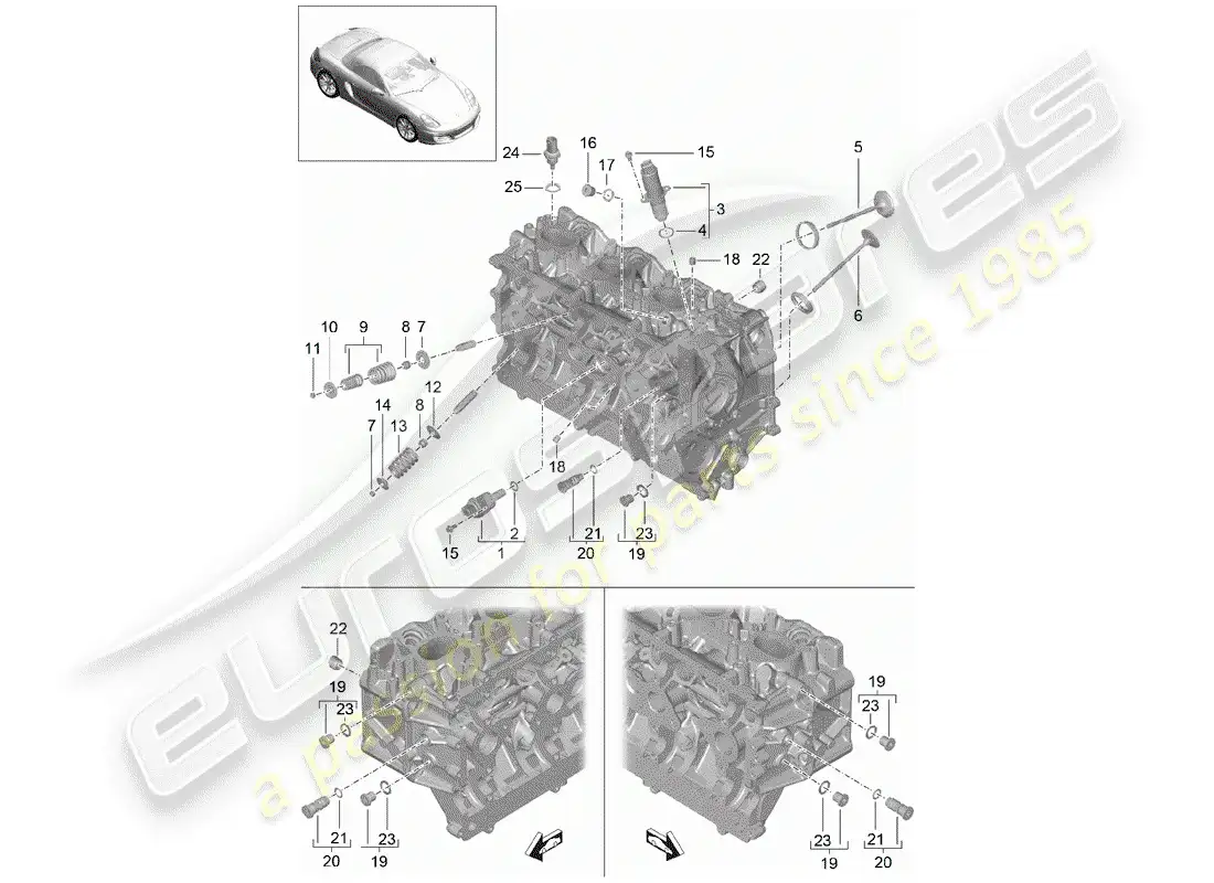 porsche 2013 (981 boxster) cylinder head parts diagram