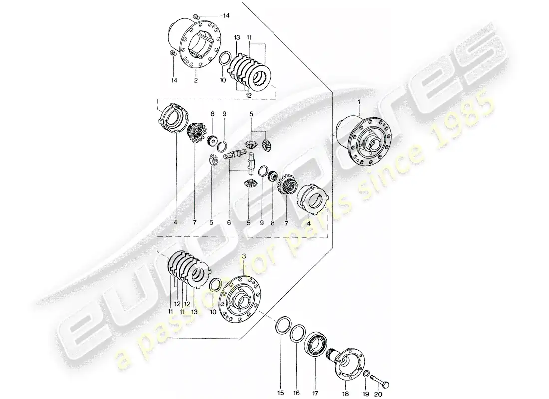 porsche 1971 (914) limited slip differential parts diagram