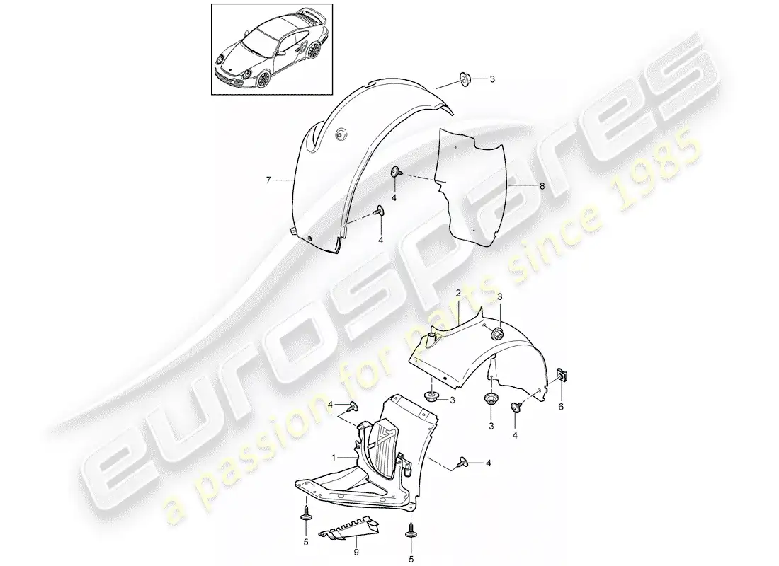 porsche 2012 (997-2 turbo / gt2 rs) trims parts diagram