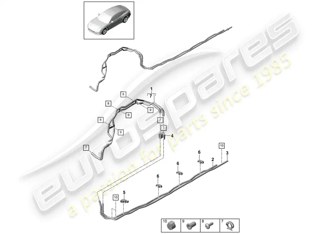 porsche 2017 (panamera 971-1) coolant pipe part diagram