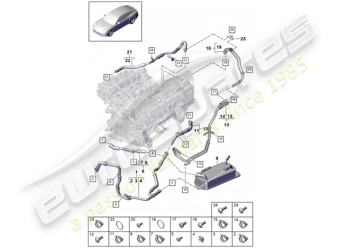 porsche 2017 (panamera 971-1) water cooling parts diagram