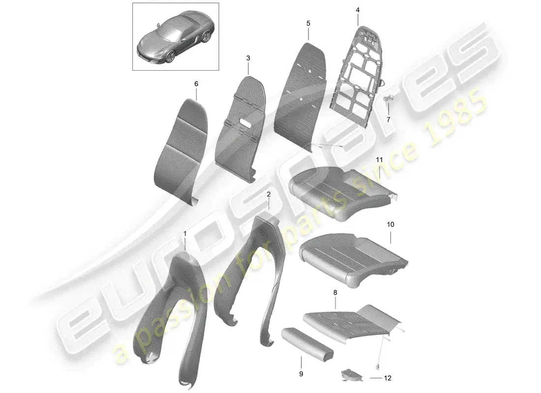 porsche 2016 (981 boxster) foam part parts diagram