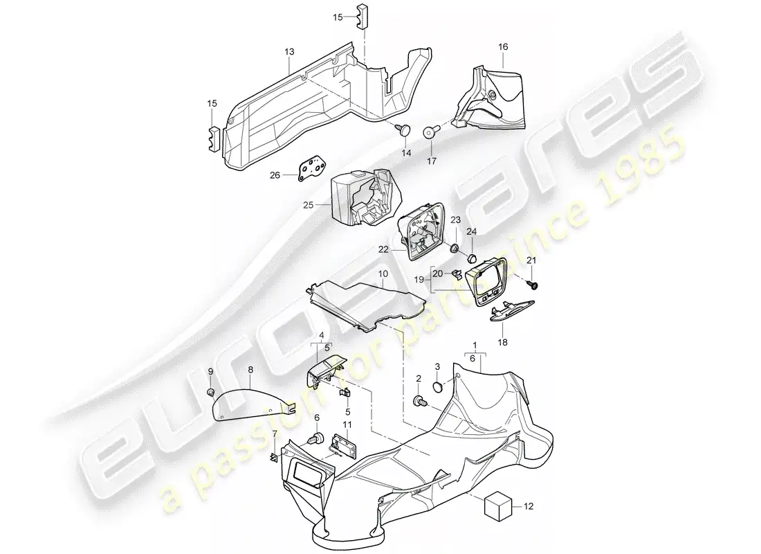 porsche 2006 (987 boxster) luggage compartment parts diagram