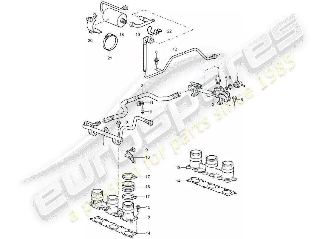 porsche 2007 (997-1 gt3) fuel collection pipe part diagram