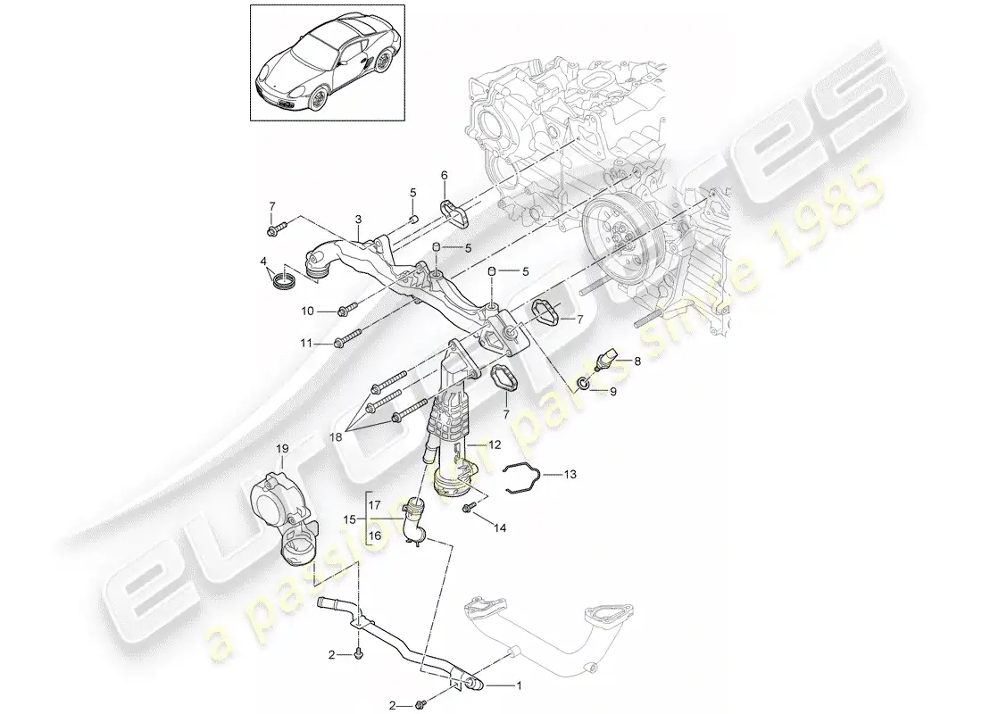 porsche 2009 (987 cayman) sub-frame parts diagram
