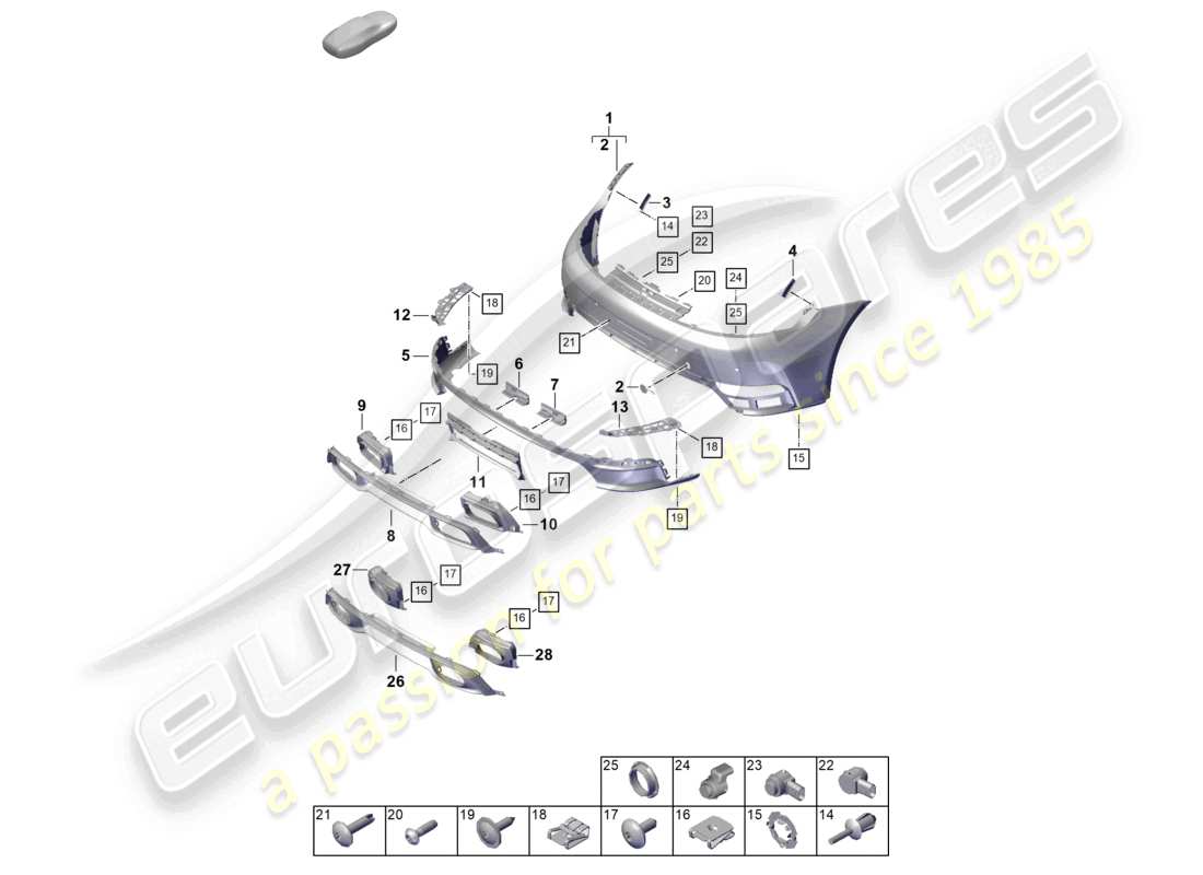 porsche 2024 (992-2) bumper rear part diagram