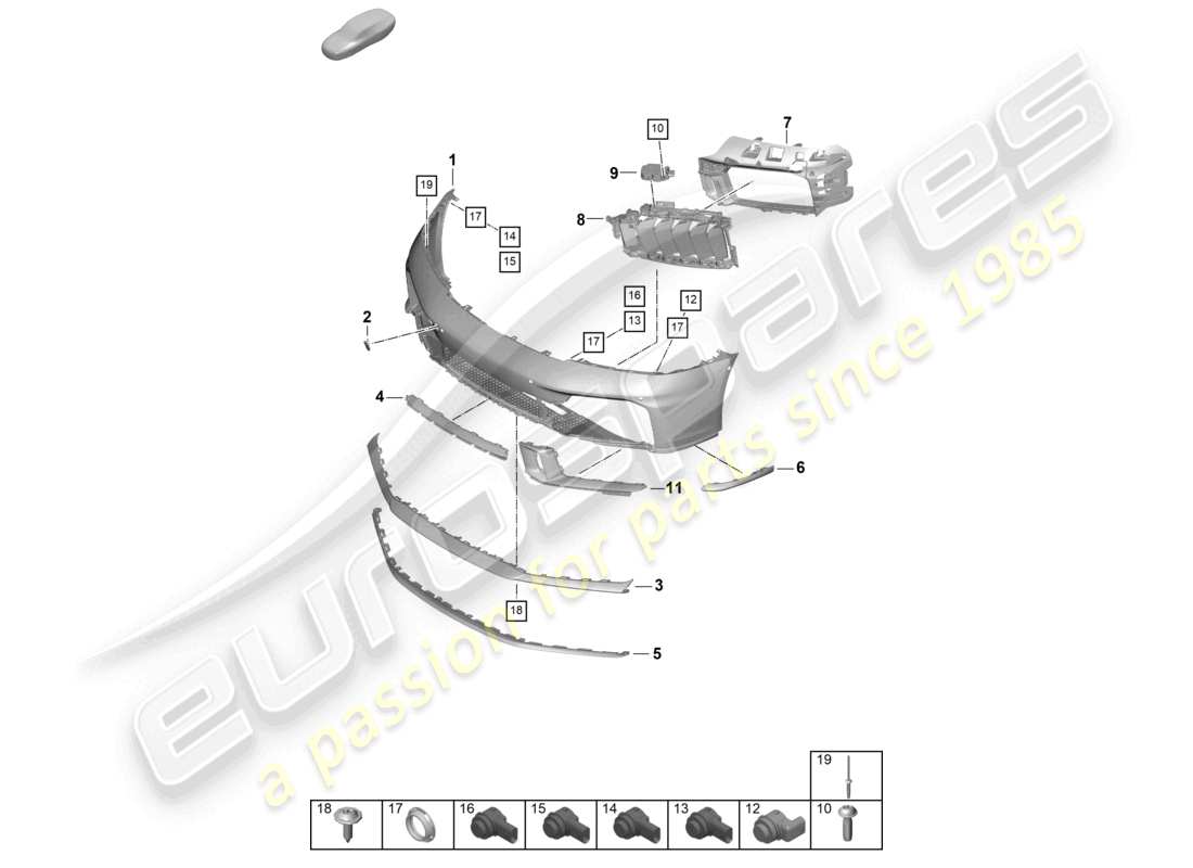 porsche 2024 (992-2) bumper front aerokit part diagram
