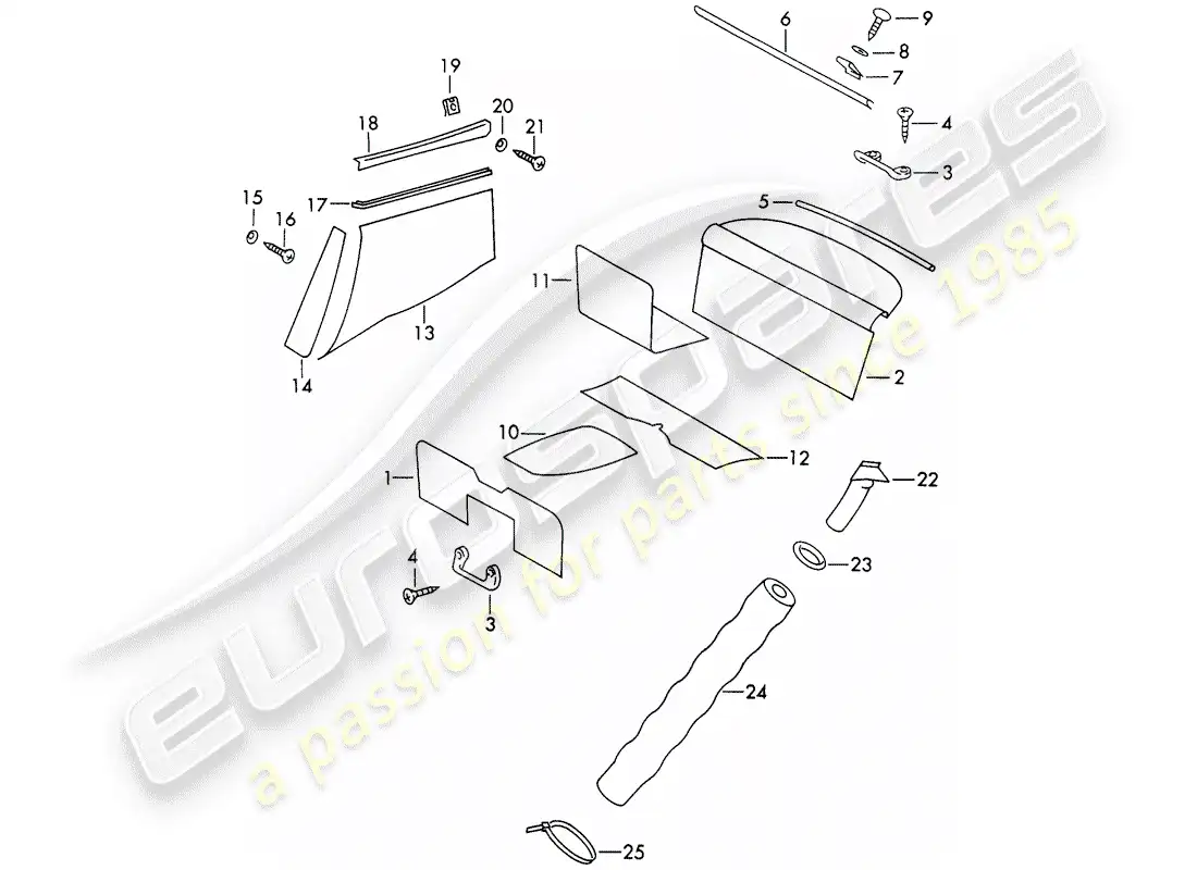 porsche 1966 (911/912) interior equipment parts diagram
