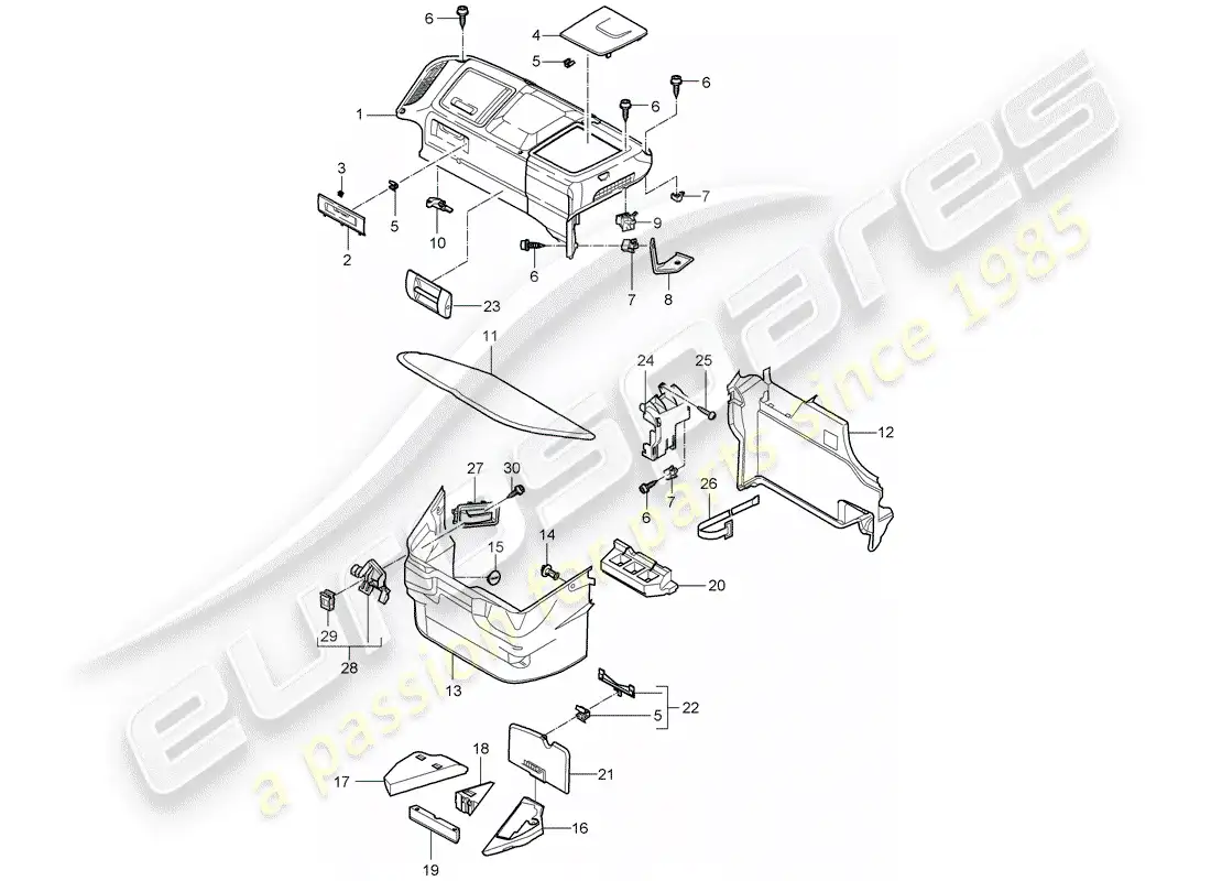 porsche 2009 997-2 turbo / gt2 luggage compartment parts diagram