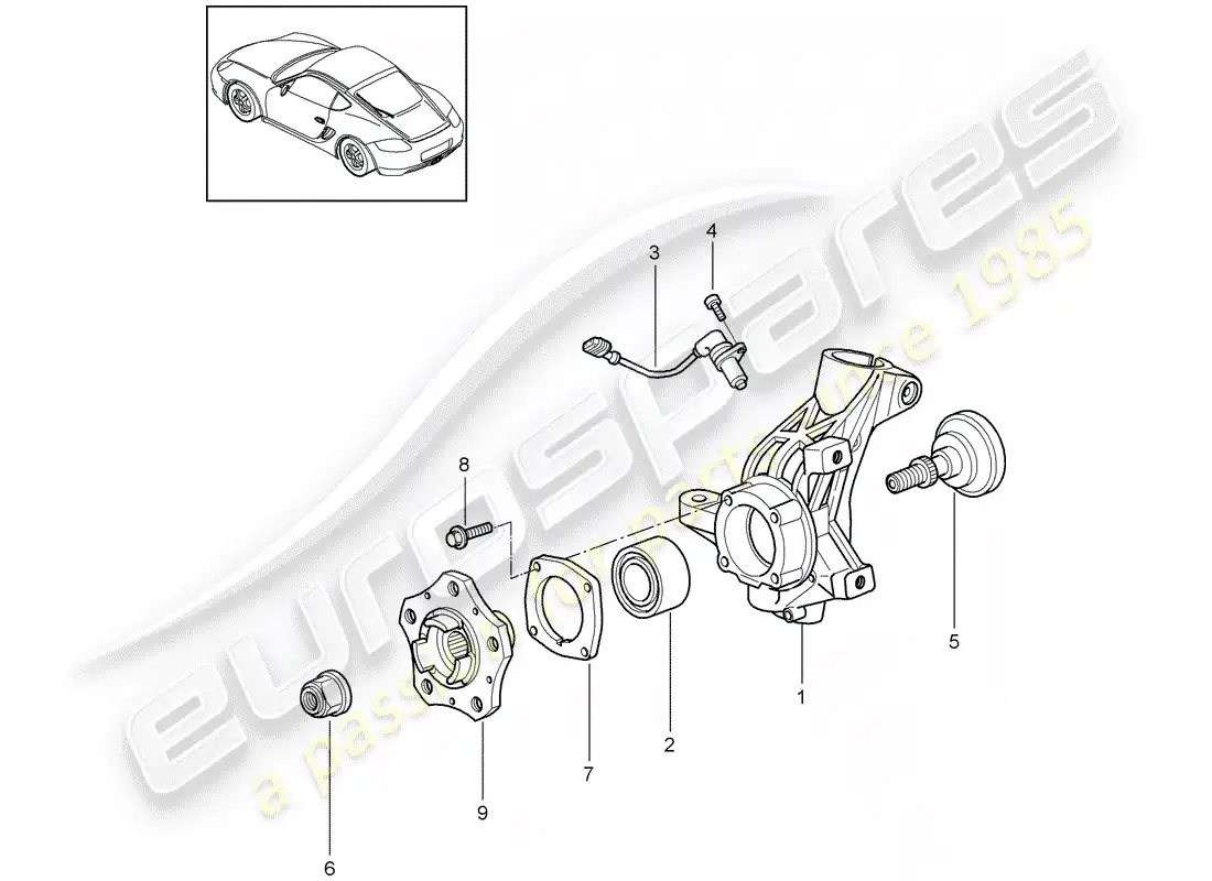porsche 2009 (987 cayman) wheel carrier parts diagram