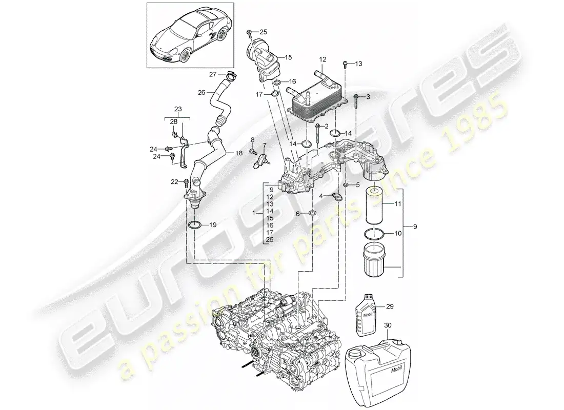 porsche 2009 (987 cayman) engine lubrication parts diagram