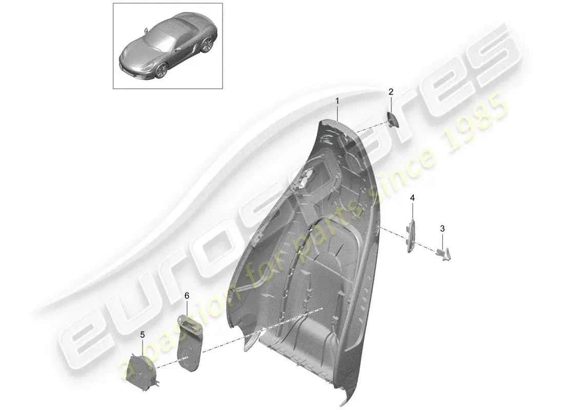porsche 2016 (981 boxster) backrest shell parts diagram