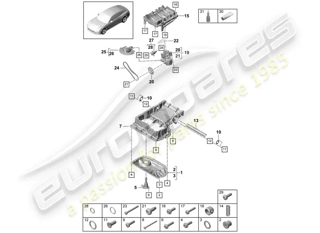 porsche 2017 (panamera 971-1) oil-conducting housing part diagram