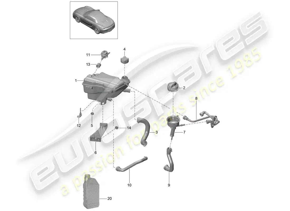 porsche 2013 (981 boxster) water cooling 3 parts diagram