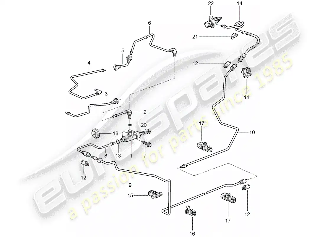 porsche 2009 997-2 turbo / gt2 hydraulic clutch parts diagram