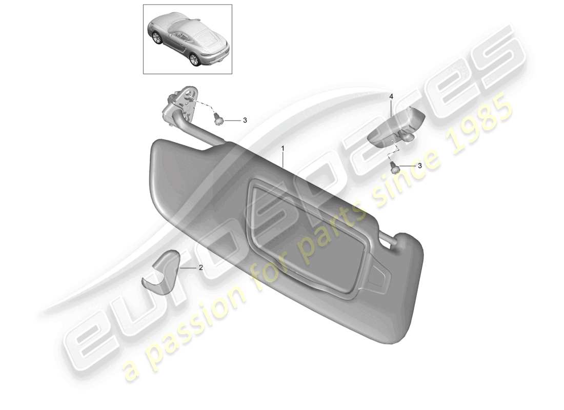 porsche 2024 (718 cayman) sun vizors part diagram