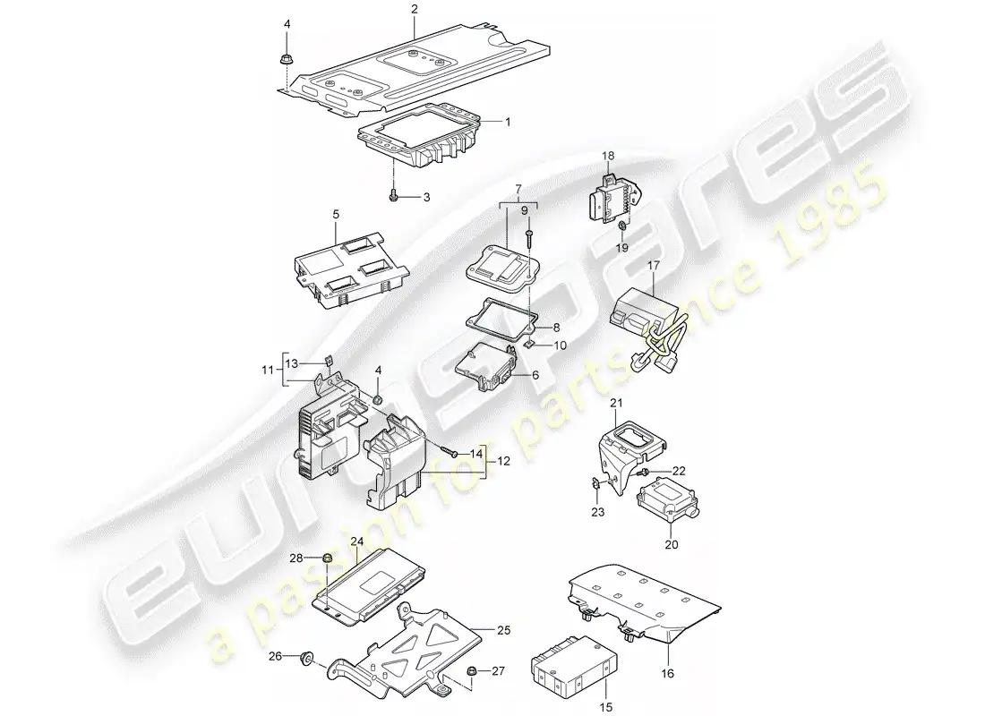 porsche 2011 (997-2 gt3) control units parts diagram