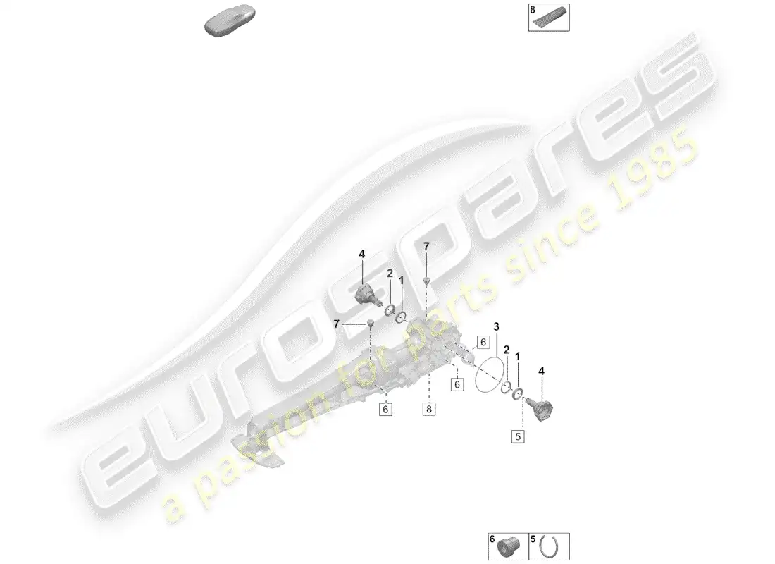 porsche 2020 (992-1) front axle differential parts diagram