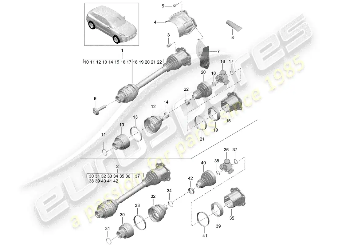 porsche 2015 (macan) drive shaft parts diagram