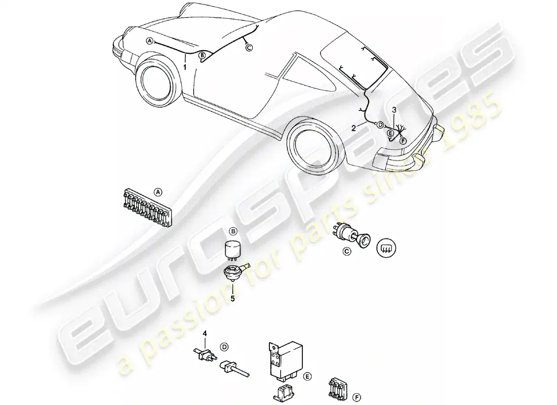 porsche 1981 (911) wiring harnesses - windscreen heating - rear window heating parts diagram