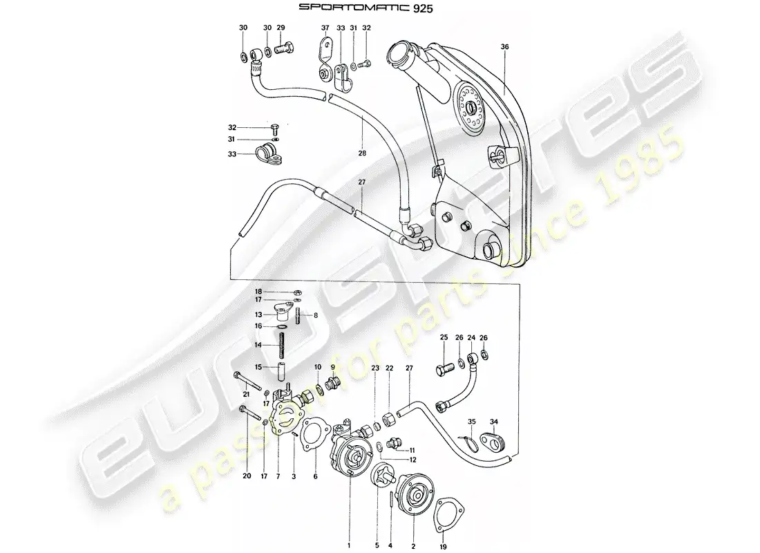 porsche 1974 (911) oil supply - for - torque converter - oil tank parts diagram
