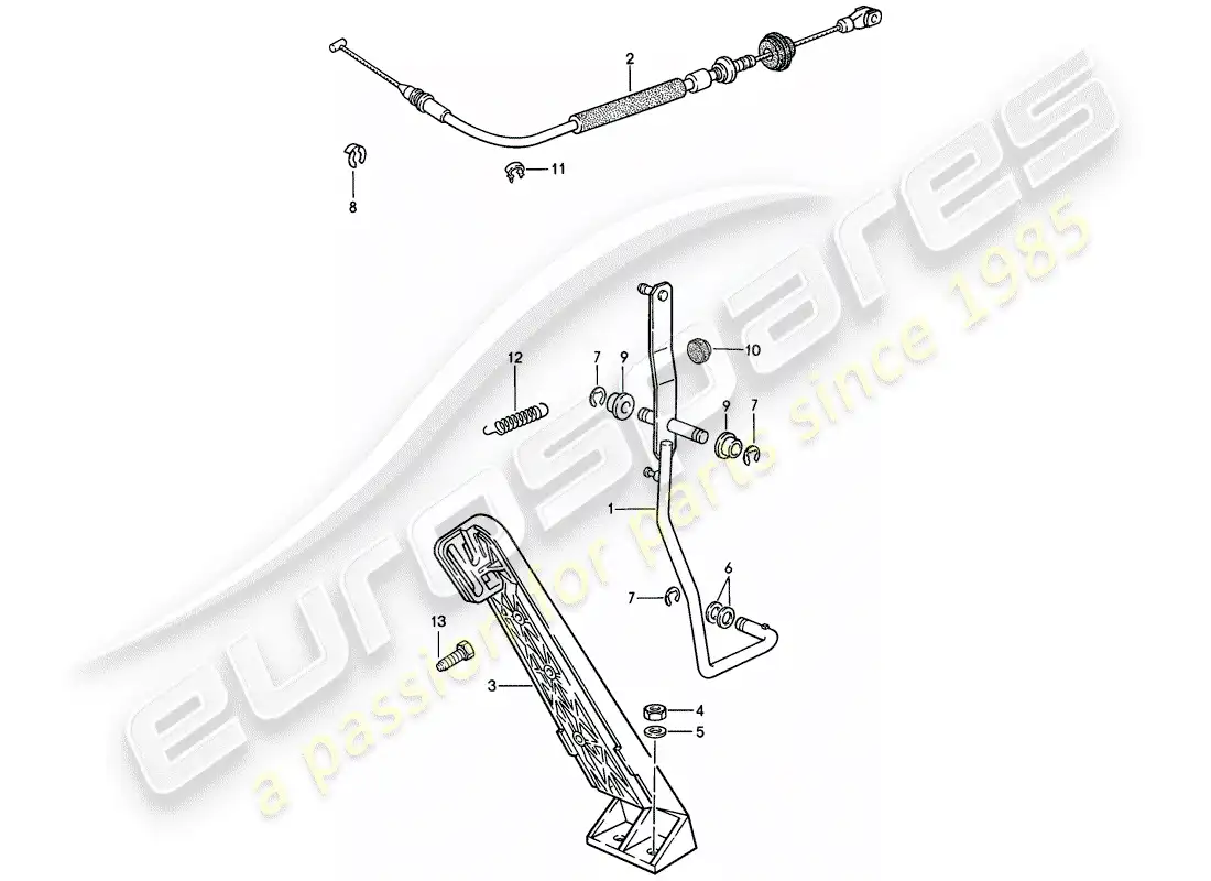 porsche 1988 (924s) throttle control - for - manual gearbox parts diagram
