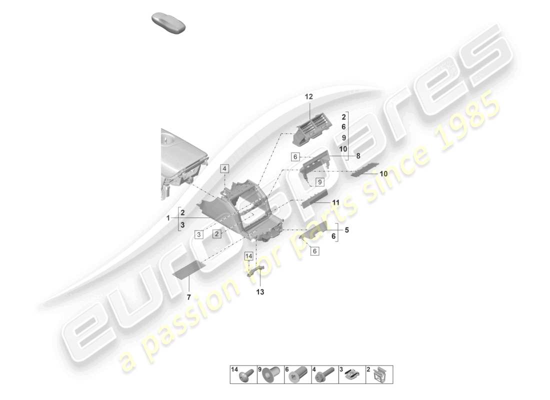 porsche 2024 (panamera 971-2) centre console rear part diagram