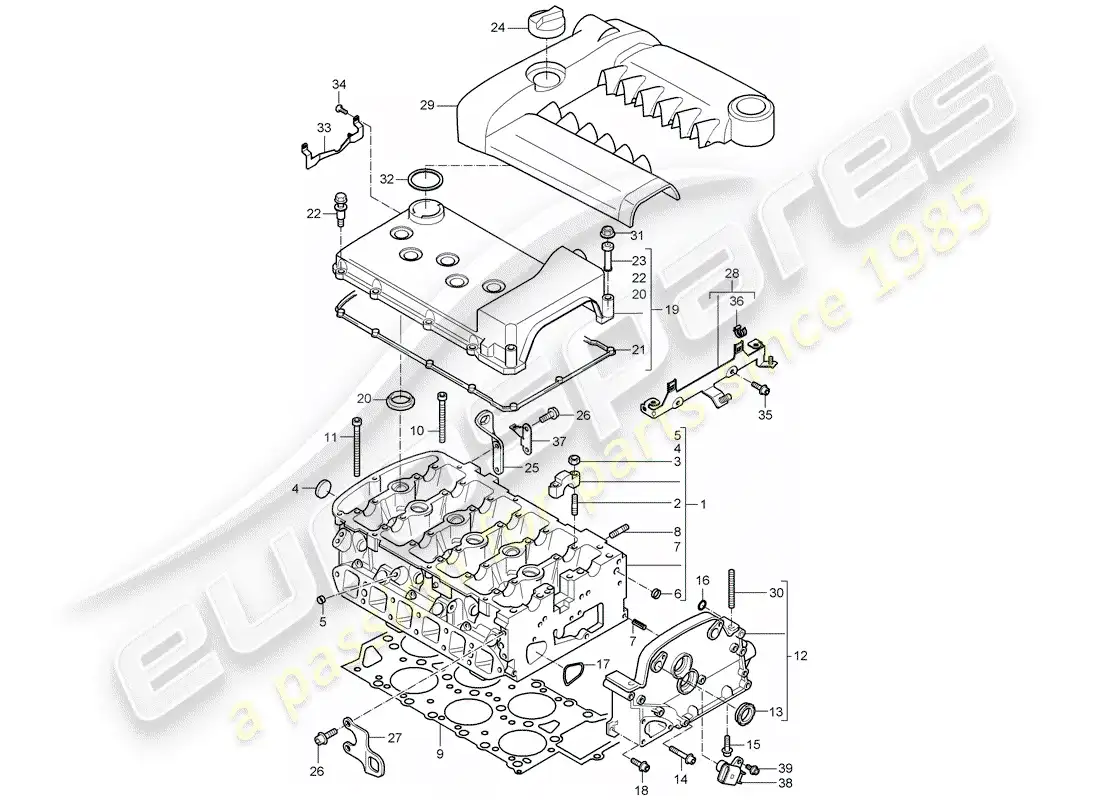porsche 2005 (cayenne e1 9pa) cylinder head parts diagram