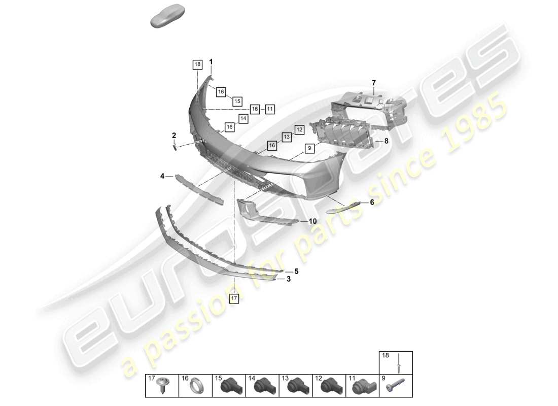 porsche 2024 (992-2) bumper front sport design package part diagram