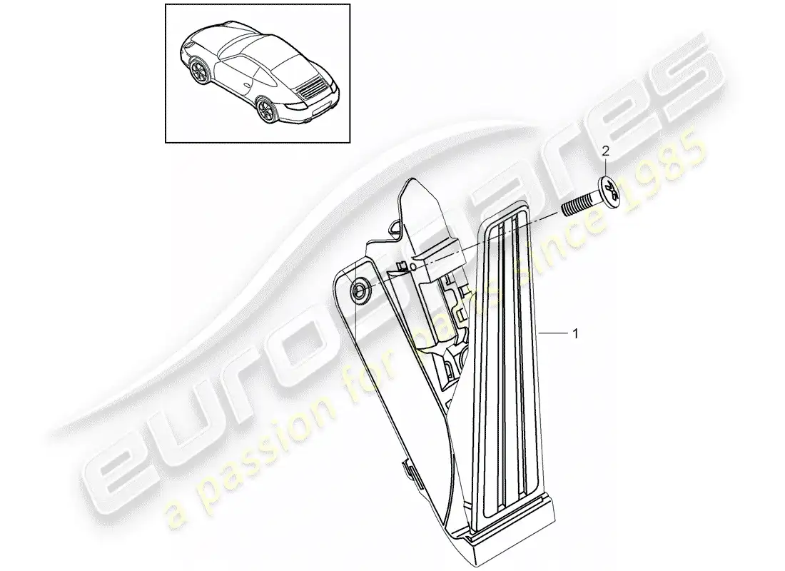 porsche 2009 (997-2) pedals parts diagram