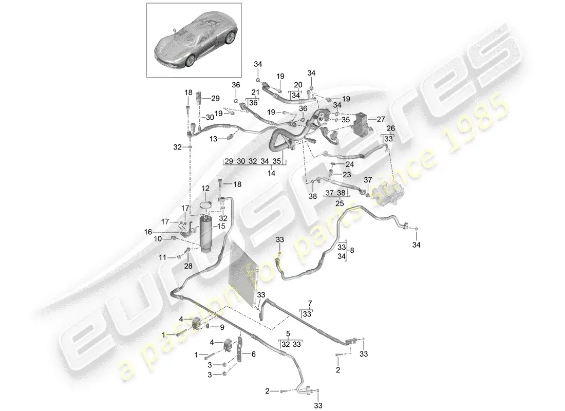 porsche 2015 (918 spyder) refrigerant circuit parts diagram