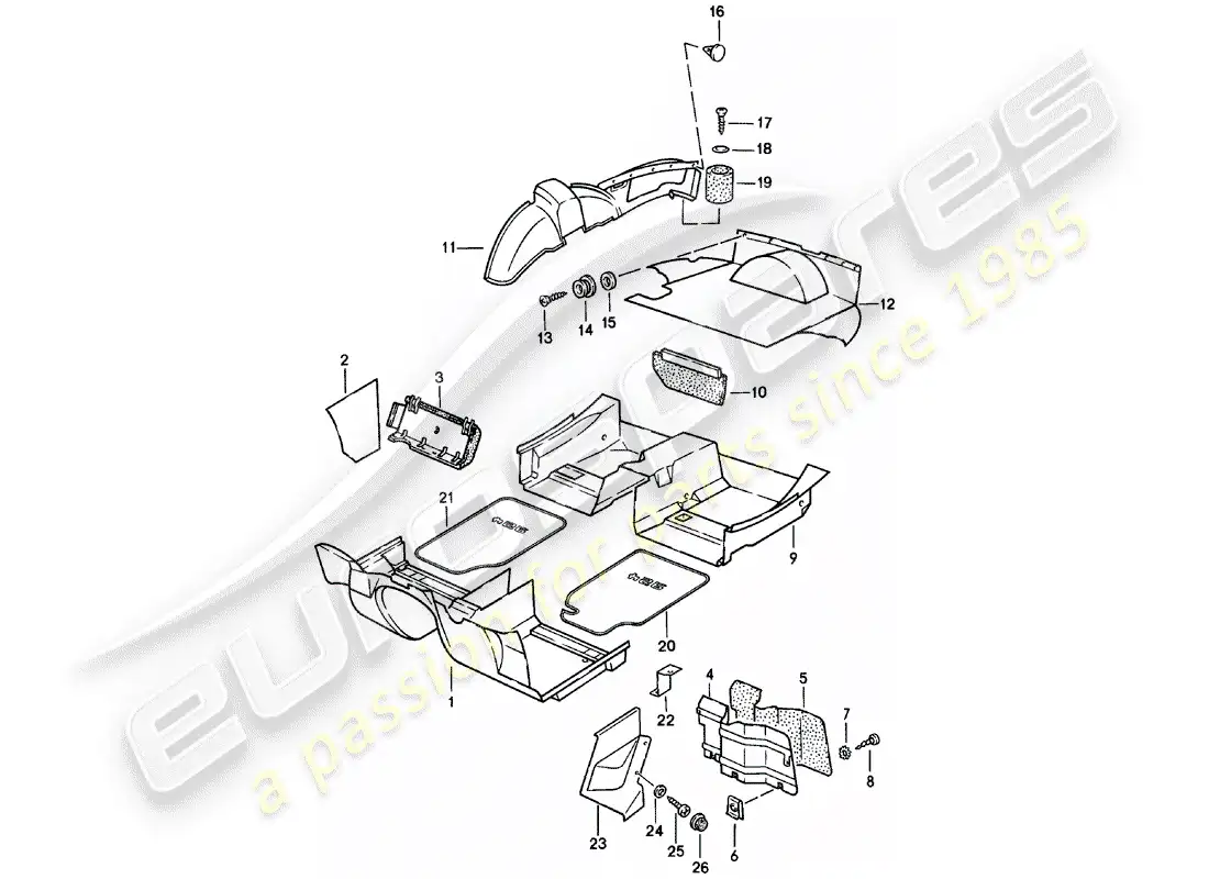 porsche 1980 (924) trims parts diagram