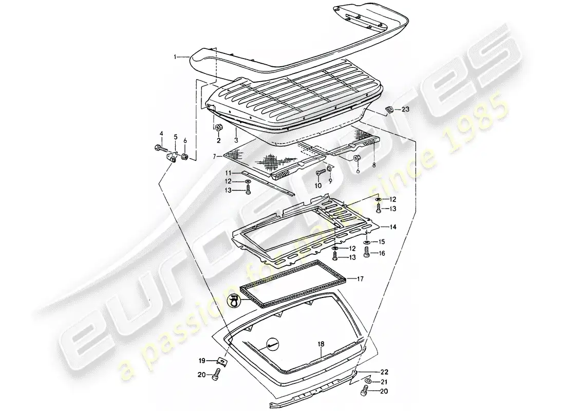 porsche 1990 (964) rear spoiler parts diagram
