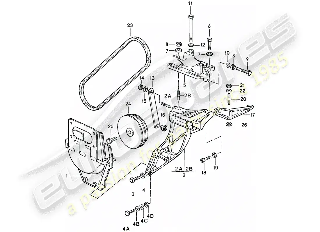 porsche 1985 (911) compressor - mounting - and - driving mechanism parts diagram