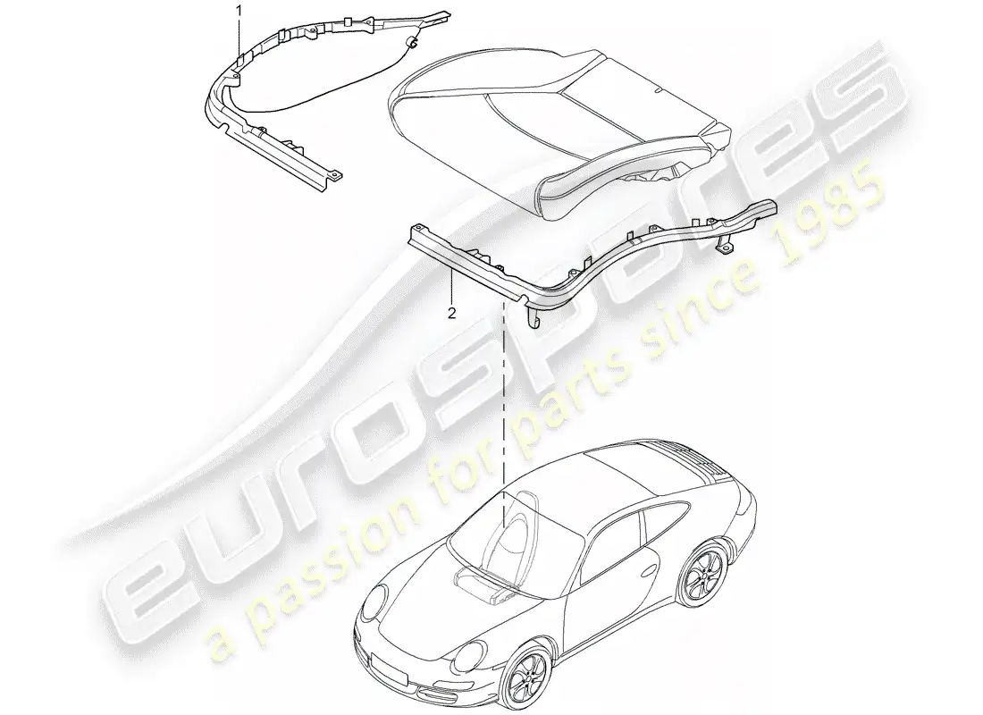 porsche 2005 (997-1) cushion carrier parts diagram