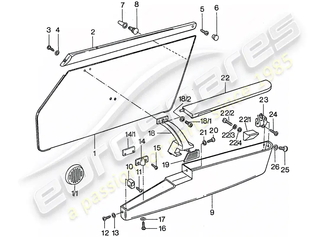 porsche 1974 (911) door panel parts diagram