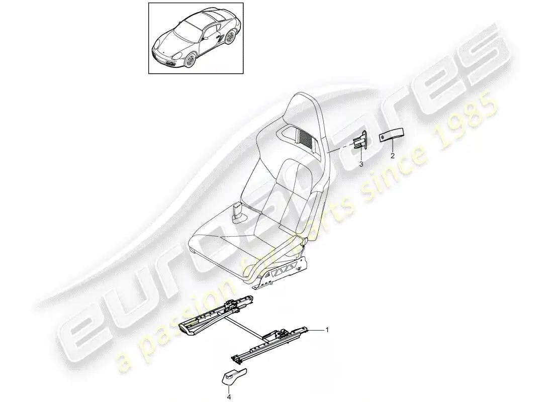 porsche 2012 (987 cayman) seat parts diagram
