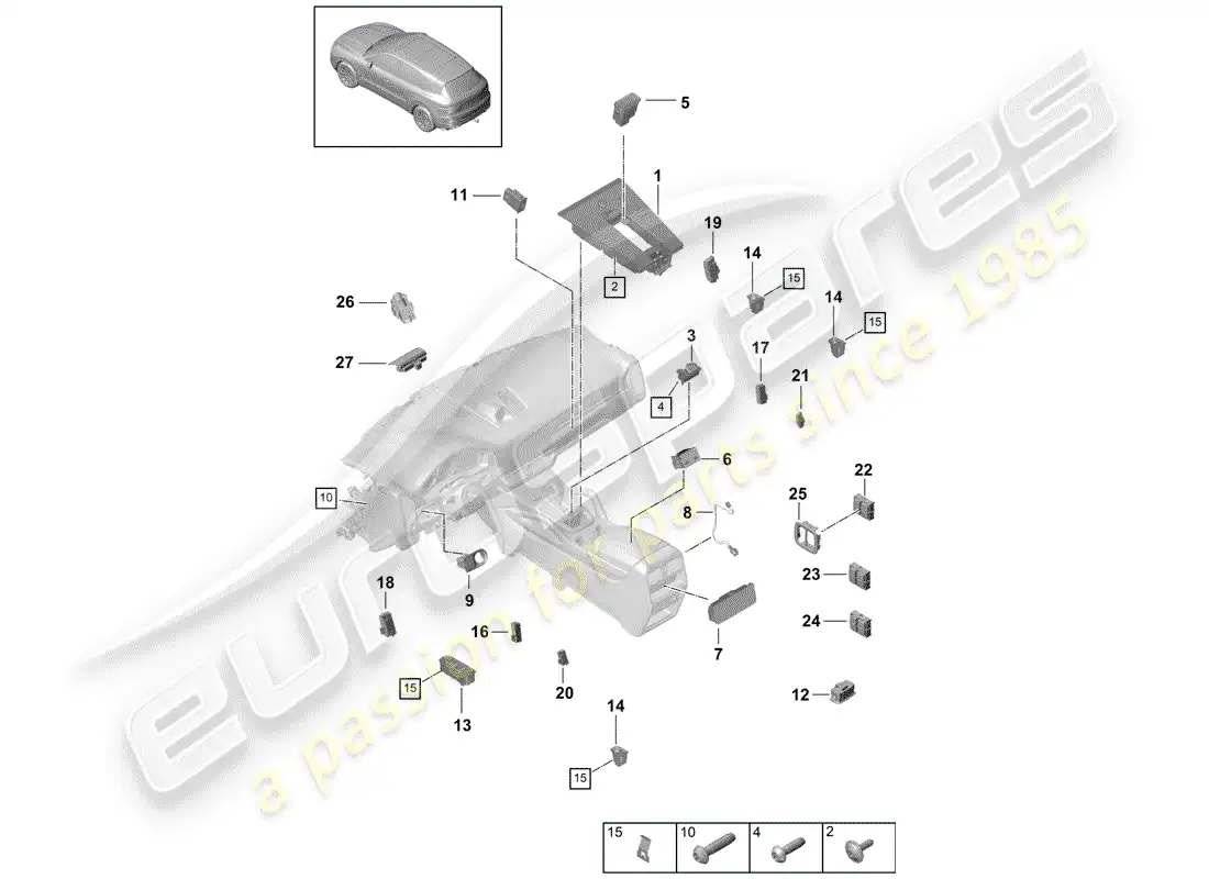 porsche 2018 (cayenne e3 9ya/9yb) switch parts diagram