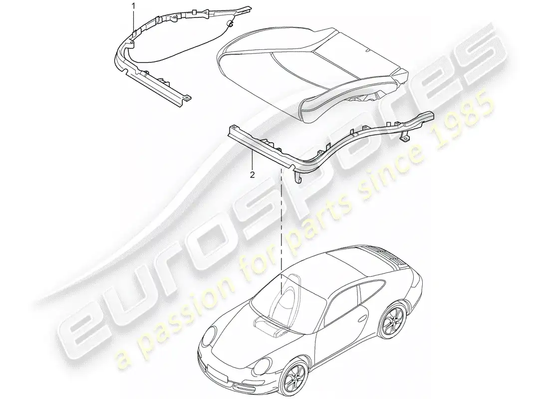 porsche 2013 (997-2 turbo / gt2 rs) cushion carrier parts diagram