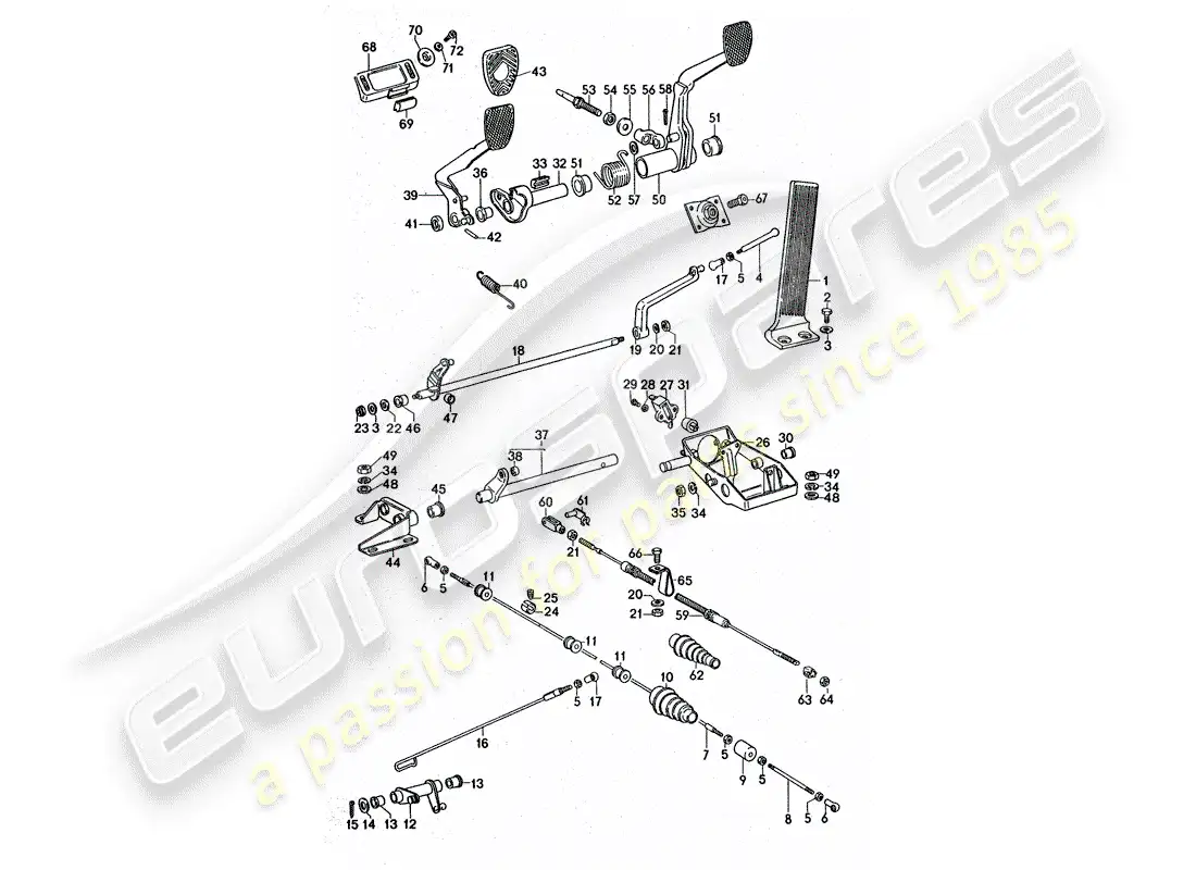 porsche 1976 (911 turbo) pedals parts diagram