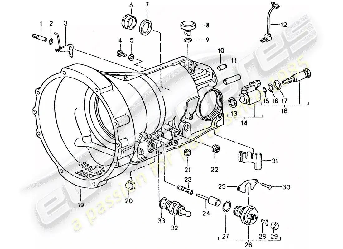 porsche 1995 (928) automatic transmission - transmission case - accessories parts diagram