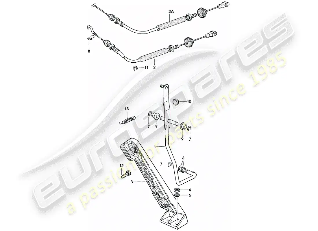 porsche 1984 (924) throttle control - accelerator cable - for - manual gearbox parts diagram