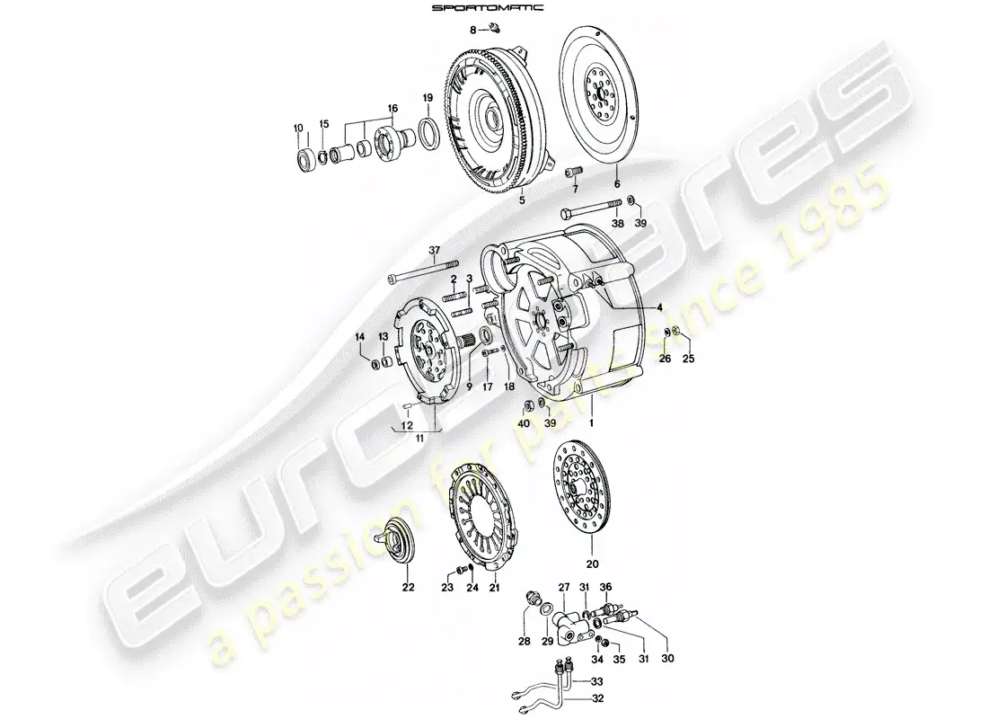 porsche 1971 (914) torque converter - converter housing parts diagram